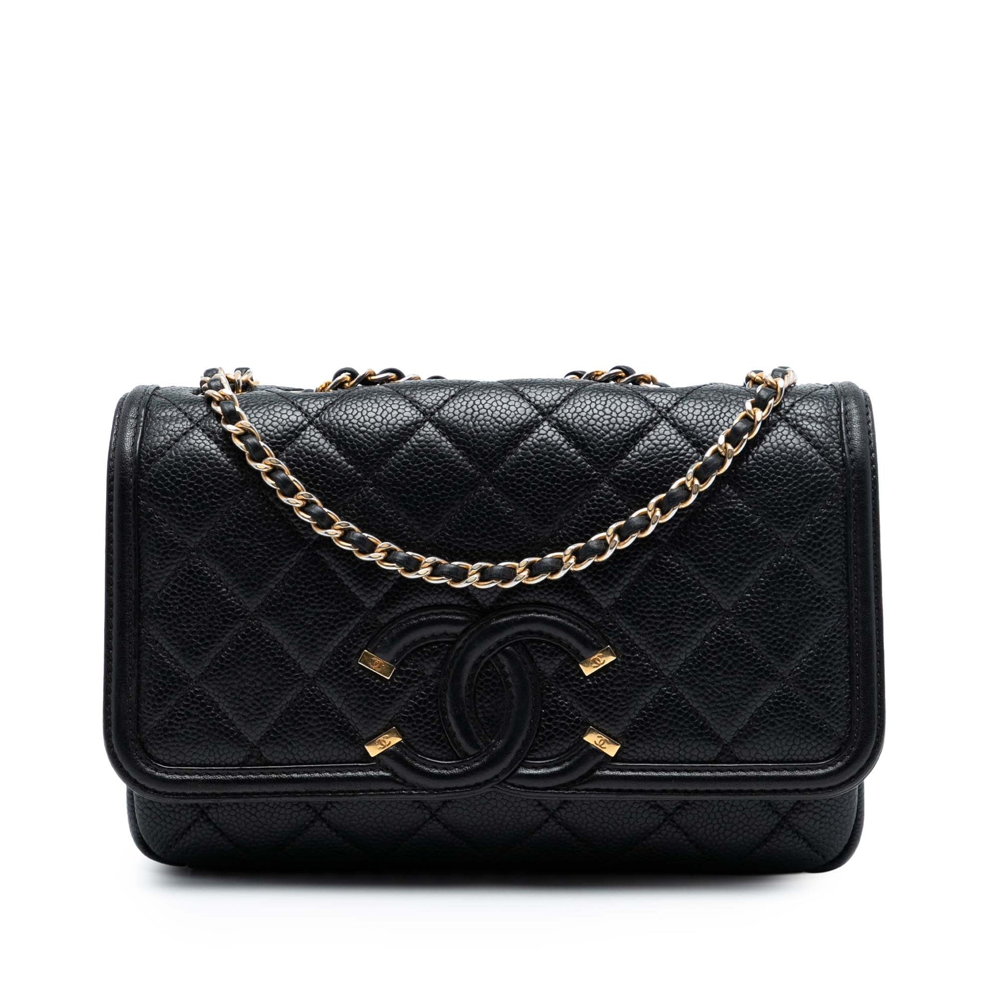 Chanel Small Quilted Caviar CC Filigree Flap