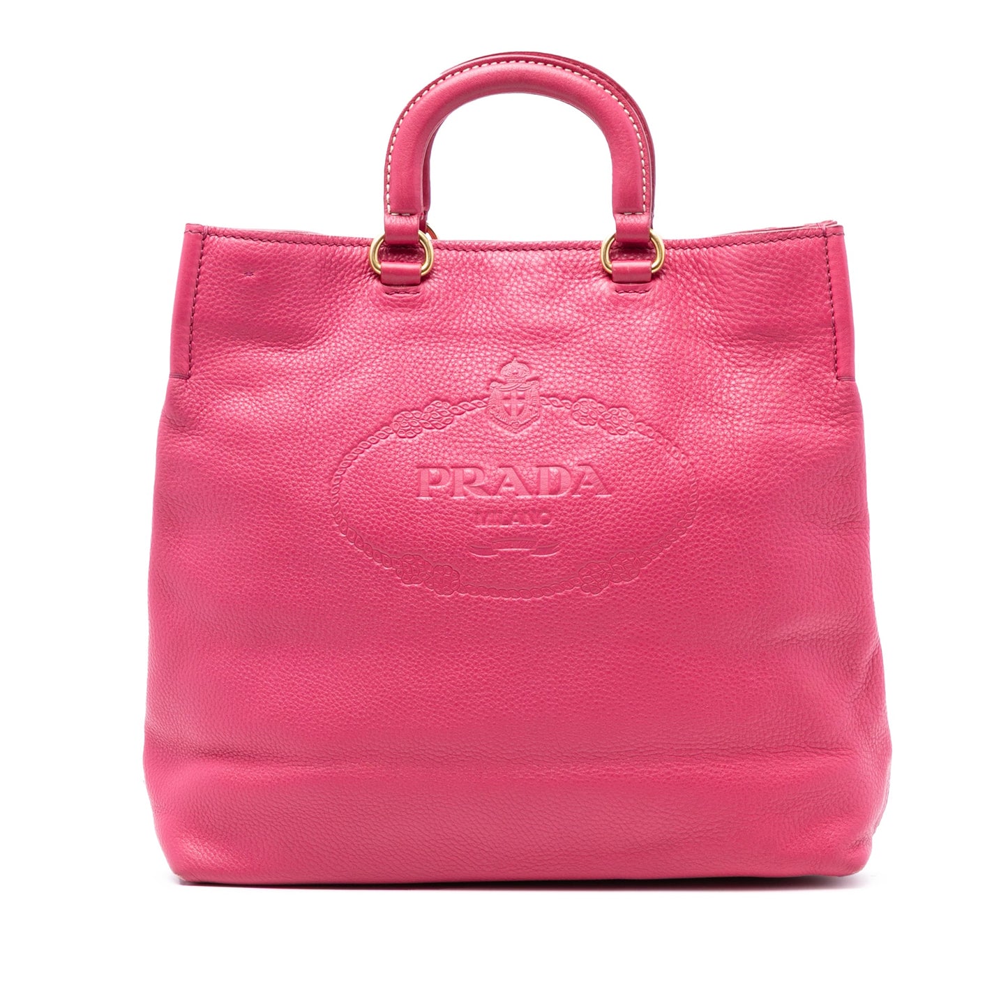 Prada Vitello Daino Embossed Canapa Logo Open Convertible Tote
