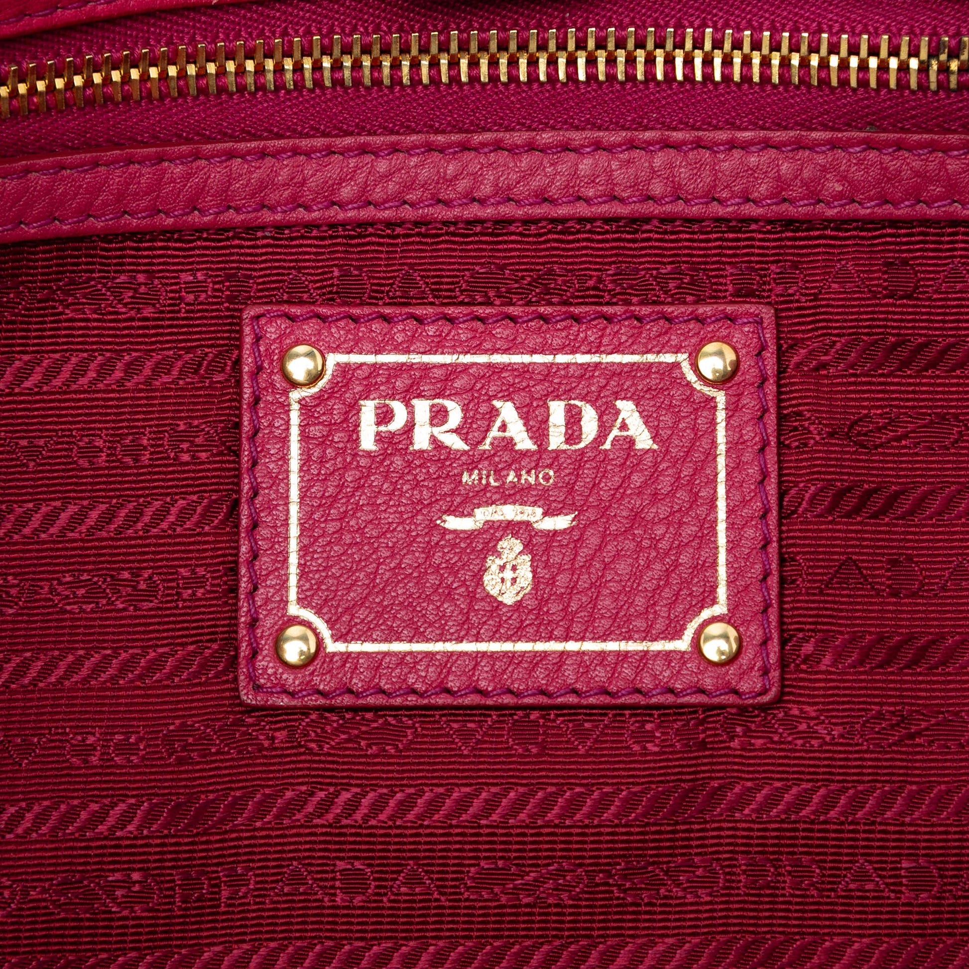 Prada Vitello Daino Embossed Canapa Logo Open Convertible Tote
