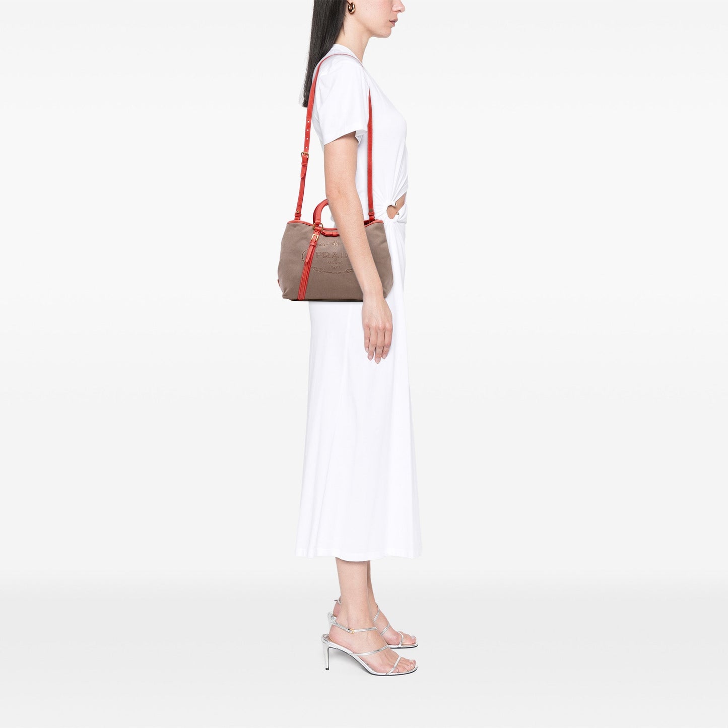 Prada Canvas Canapa Logo Bow Satchel
