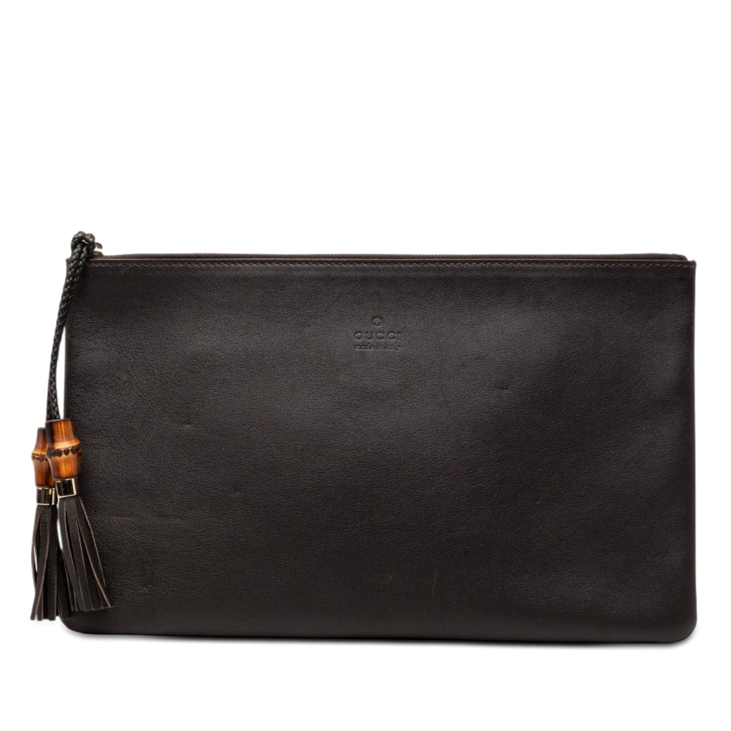 Gucci Calfskin Bamboo Tassel Clutch