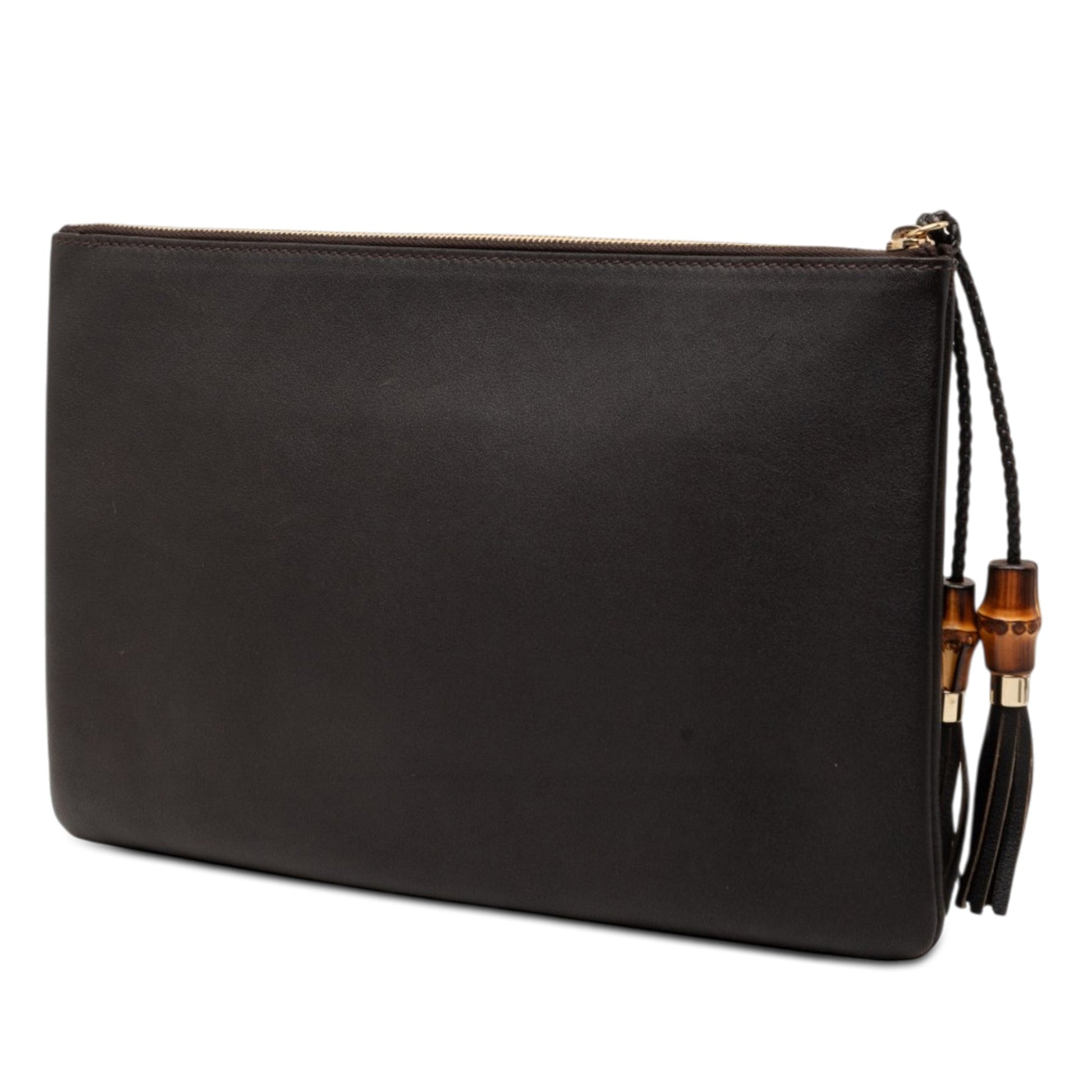 Gucci Calfskin Bamboo Tassel Clutch