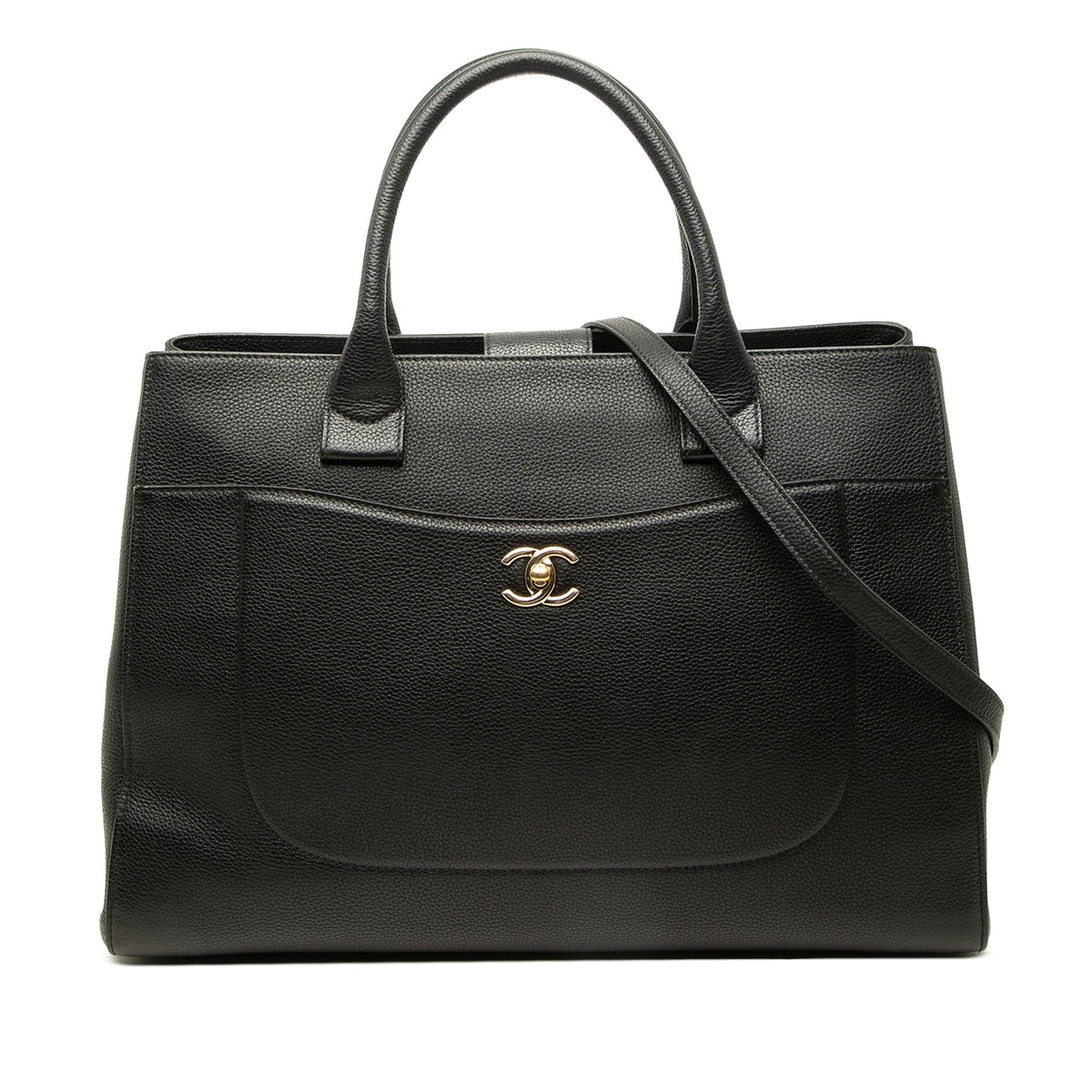 Chanel Medium Grained Calfskin Neo Executive Shopper Tote — Black