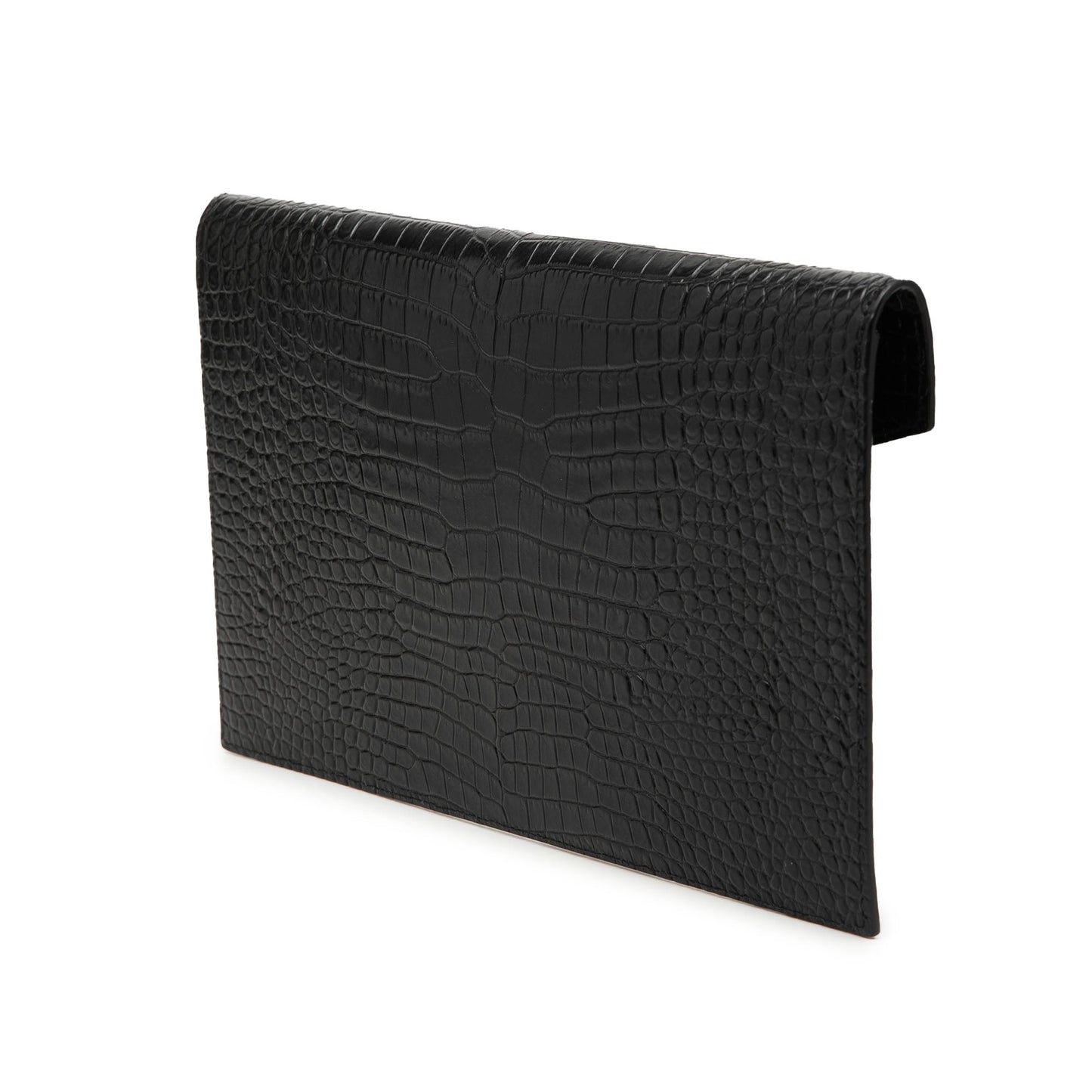 Saint Laurent Croc Embossed Leather Uptown Pouch