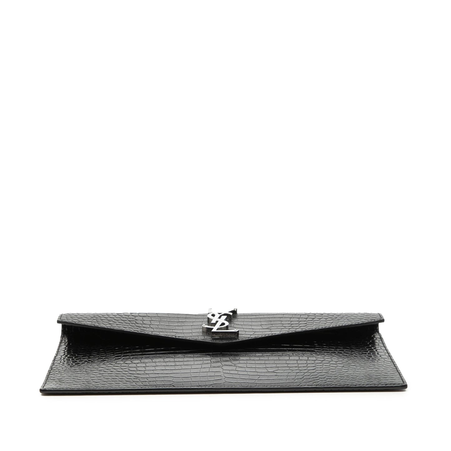 Saint Laurent Croc Embossed Leather Uptown Pouch