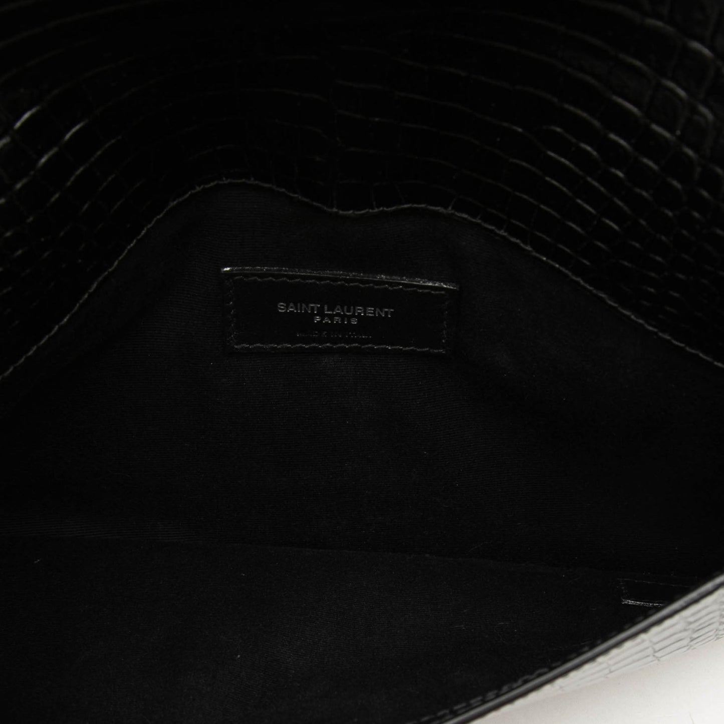 Saint Laurent Croc Embossed Leather Uptown Pouch