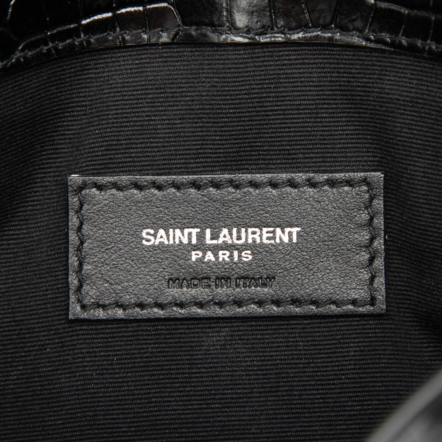 Saint Laurent Croc Embossed Leather Uptown Pouch