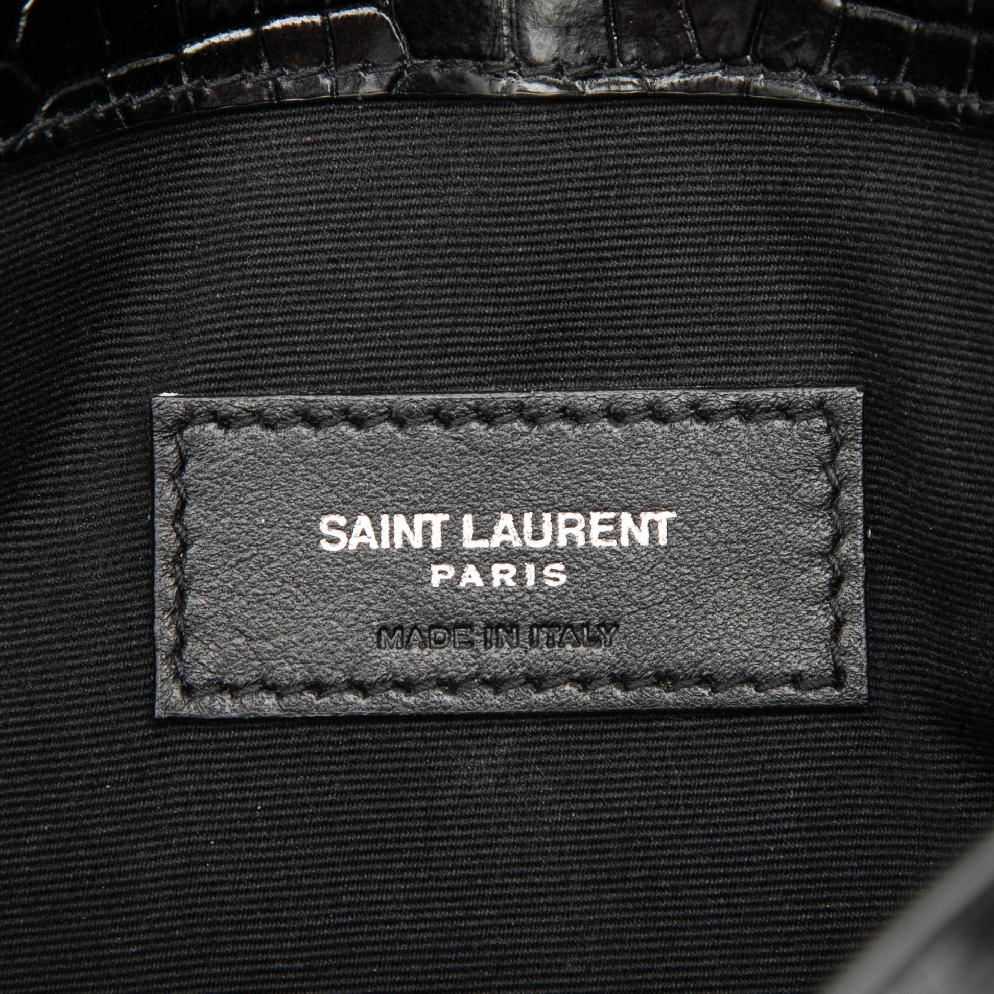 Saint Laurent Croc Embossed Leather Uptown Pouch
