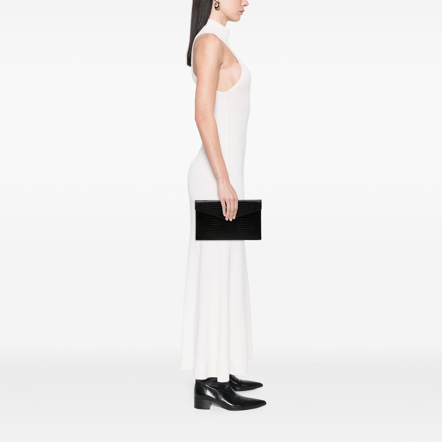 Saint Laurent Croc Embossed Leather Uptown Pouch