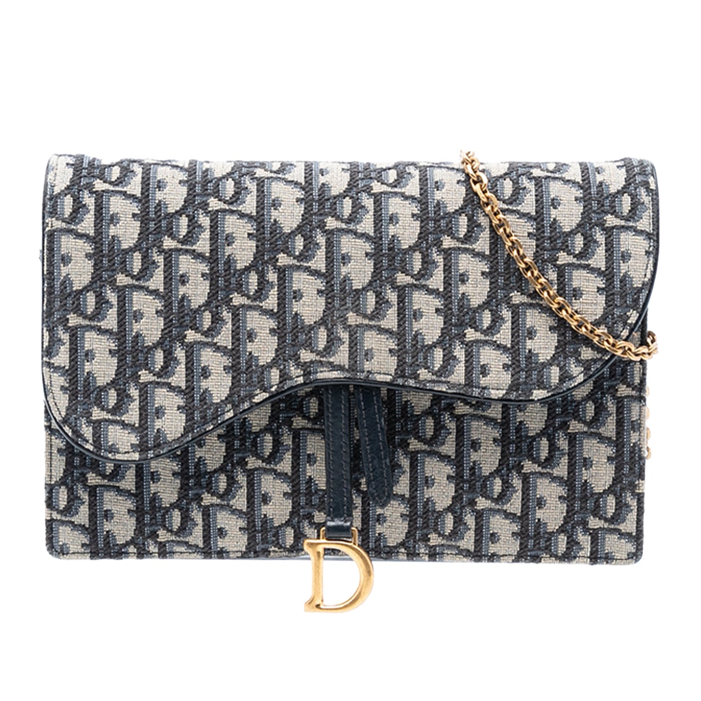 Oblique Canvas Saddle Wallet On Chain