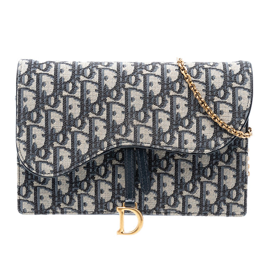 Oblique Canvas Saddle Wallet On Chain