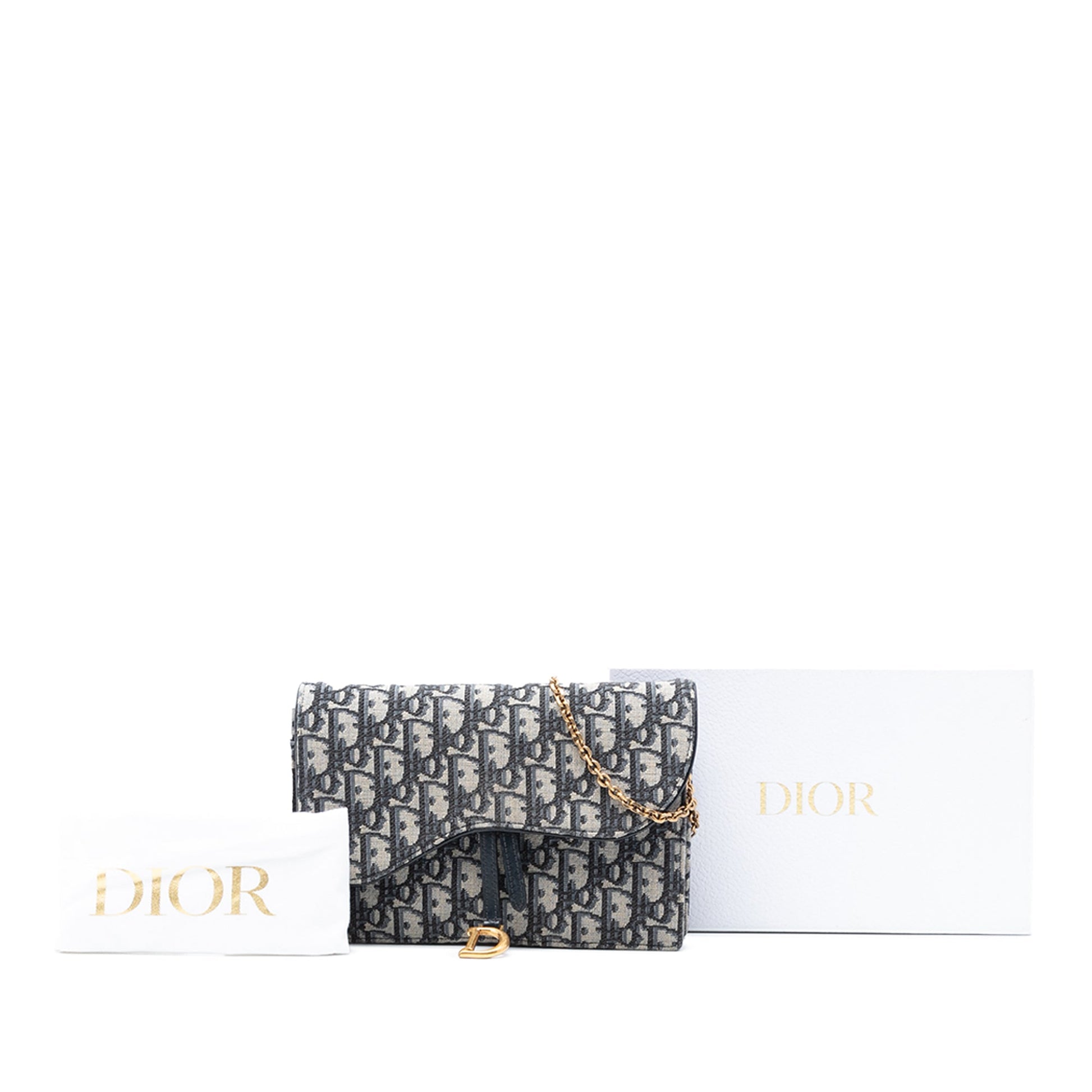 Oblique Canvas Saddle Wallet On Chain