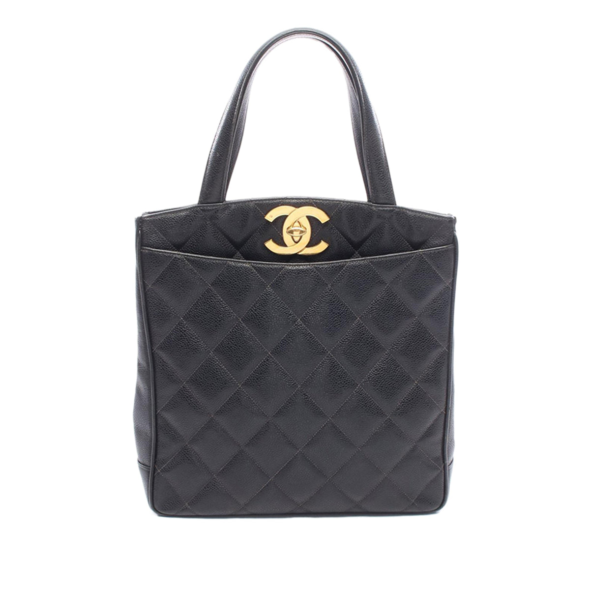 Chanel CC Quilted Caviar Tote — Black