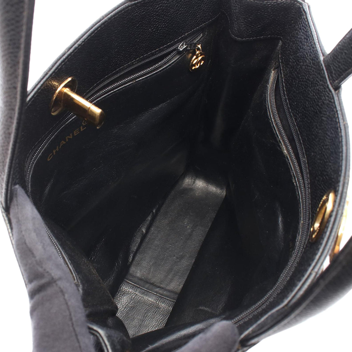 Chanel CC Quilted Caviar Tote — Black