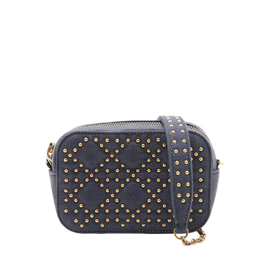 Dior Denim Cannage Studded Lady Dior Camera Bag