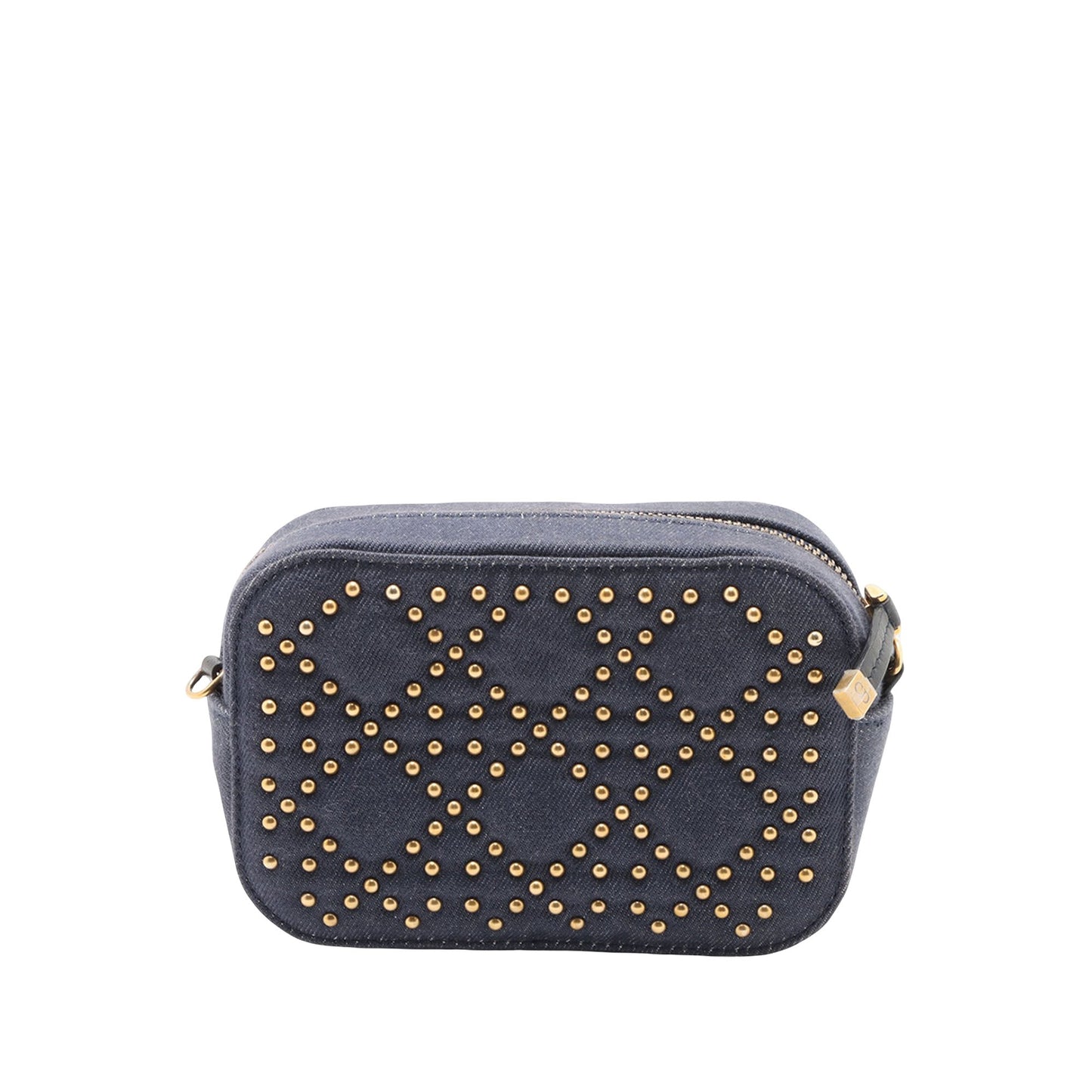 Dior Denim Cannage Studded Lady Dior Camera Bag
