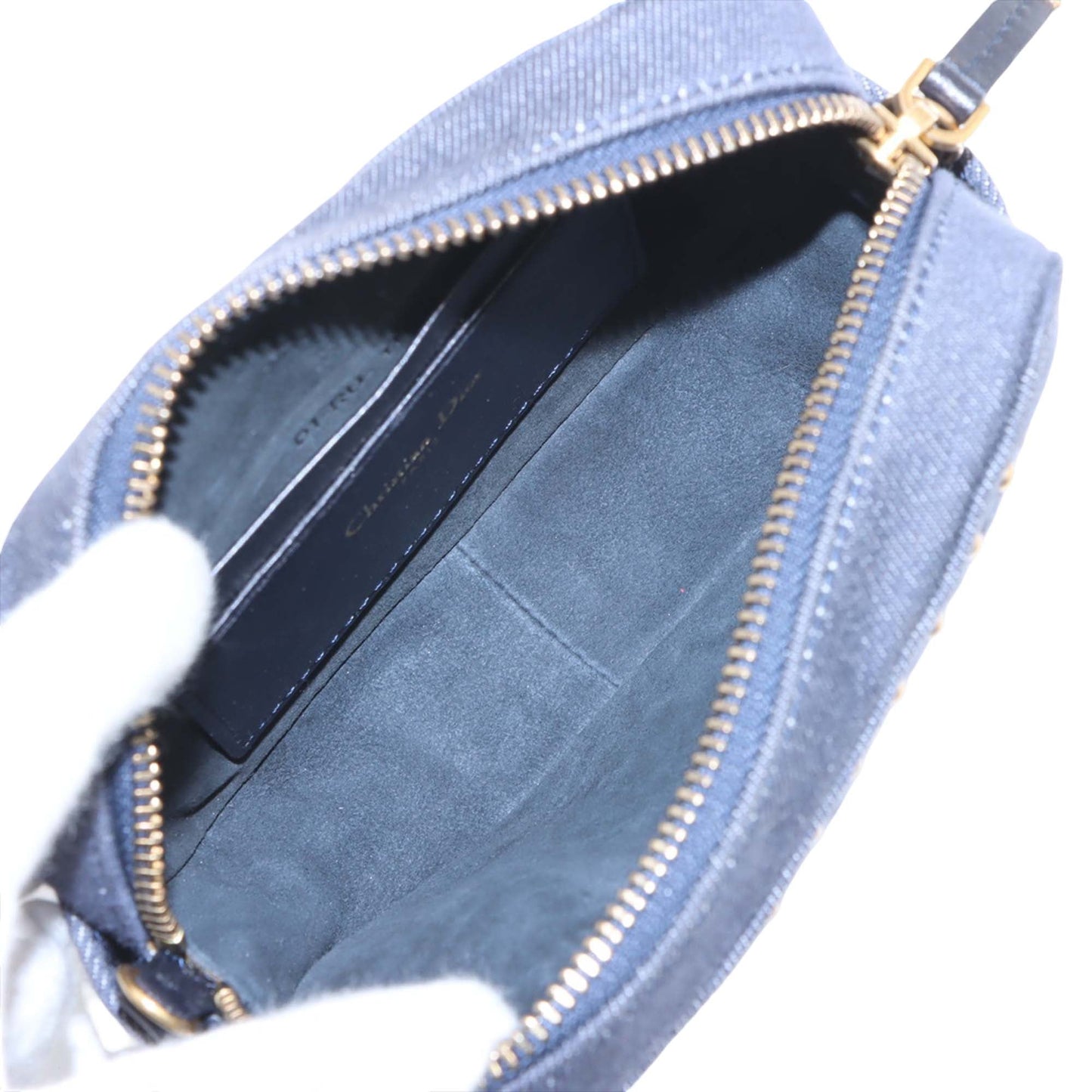 Dior Denim Cannage Studded Lady Dior Camera Bag
