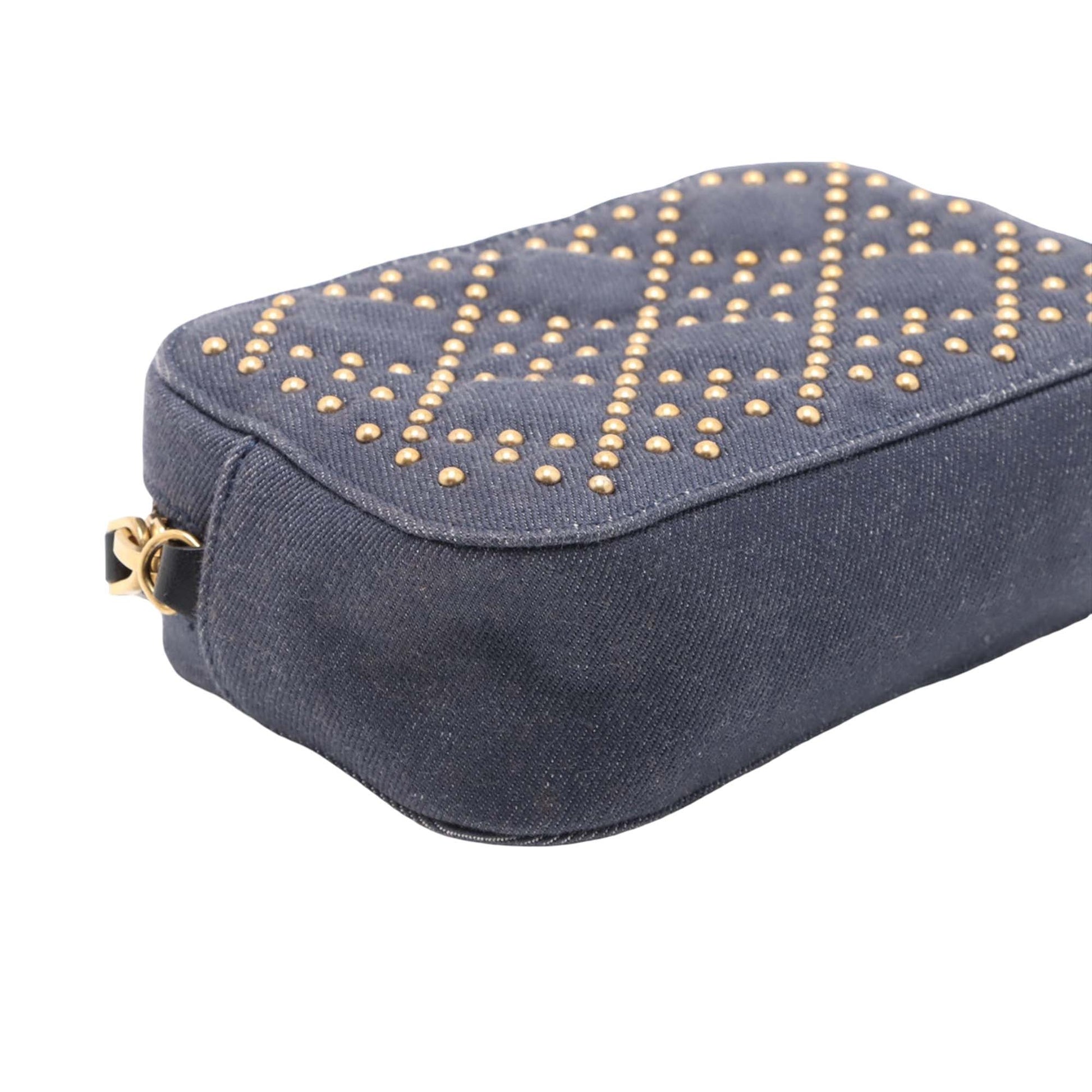 Dior Denim Cannage Studded Lady Dior Camera Bag