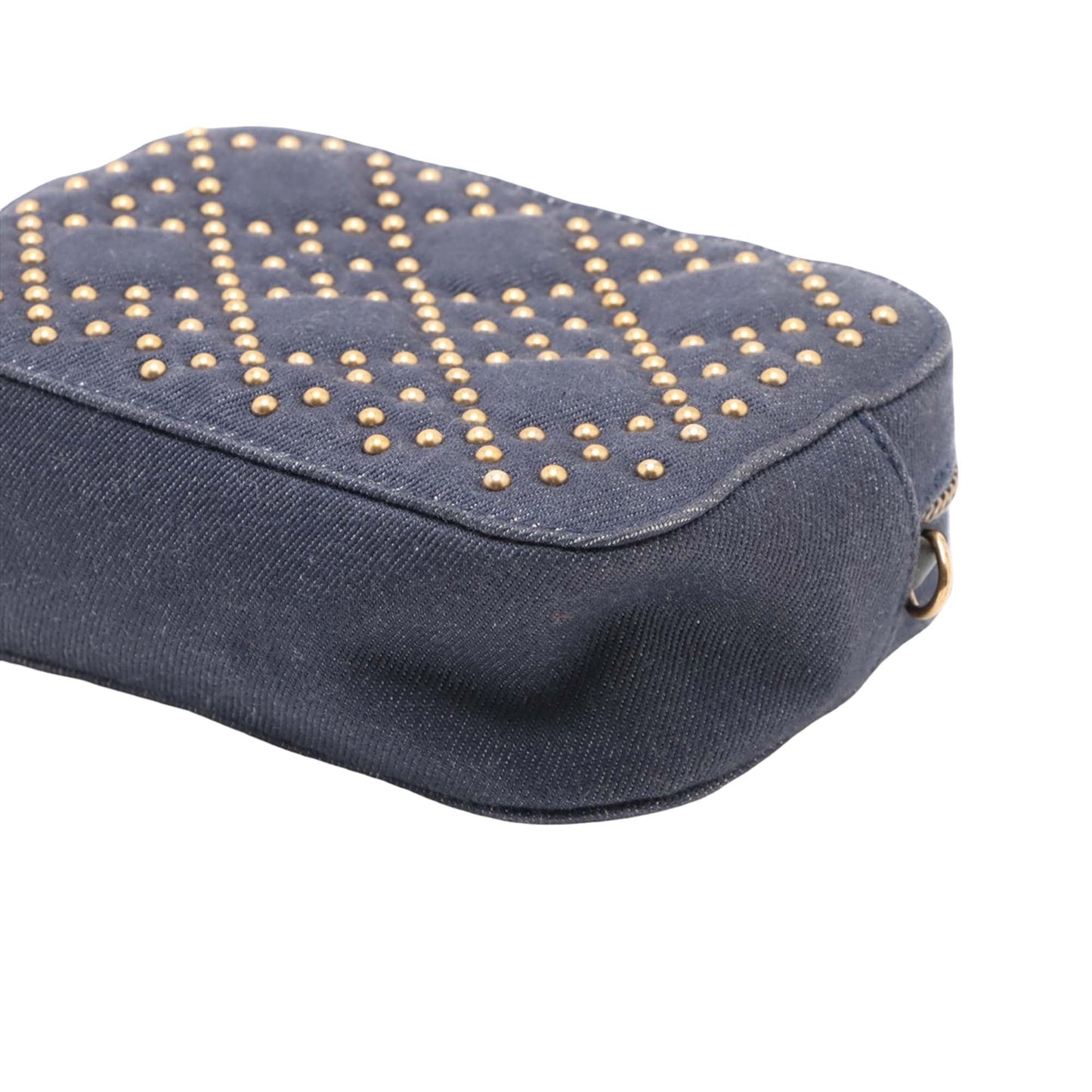 Dior Denim Cannage Studded Lady Dior Camera Bag