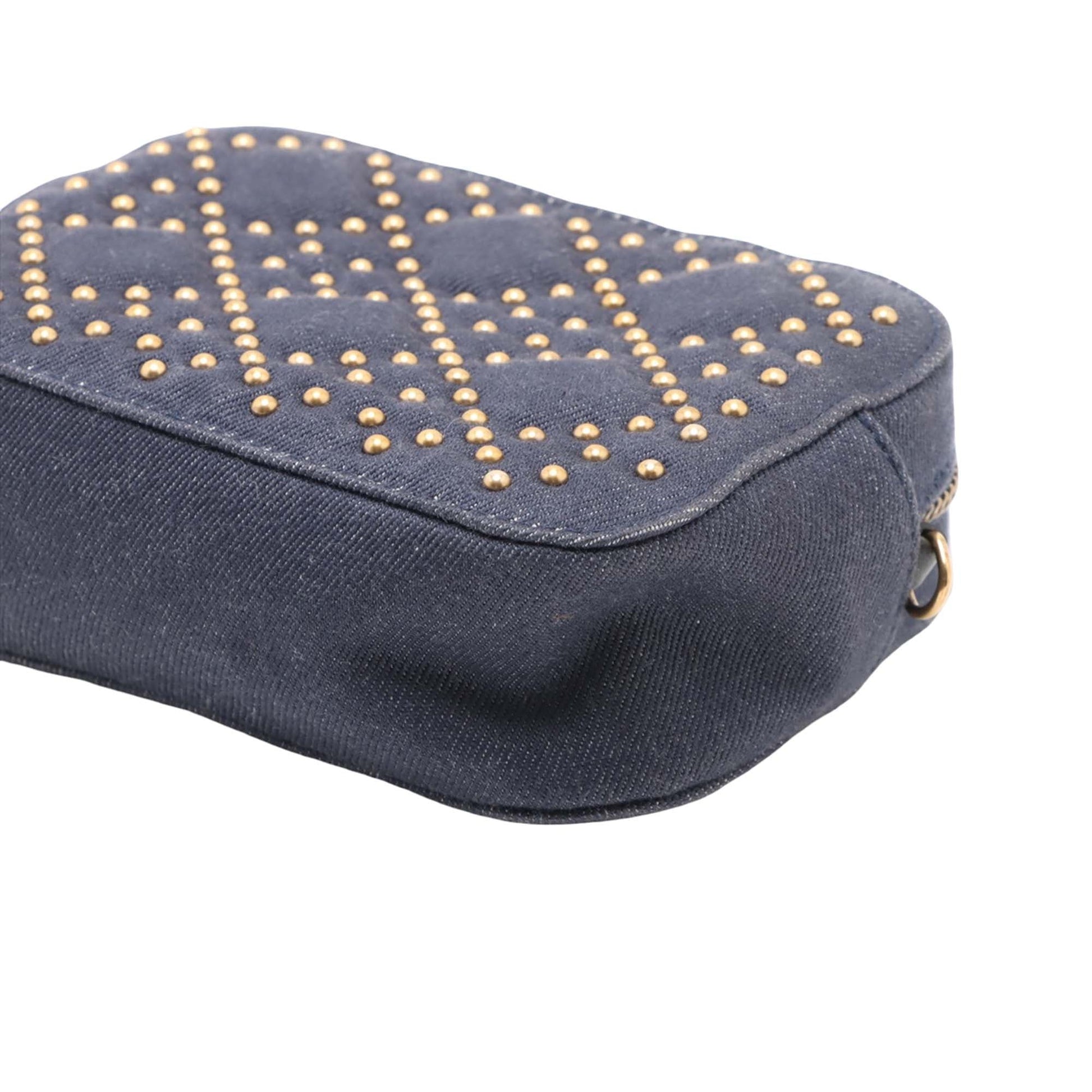 Dior Denim Cannage Studded Lady Dior Camera Bag