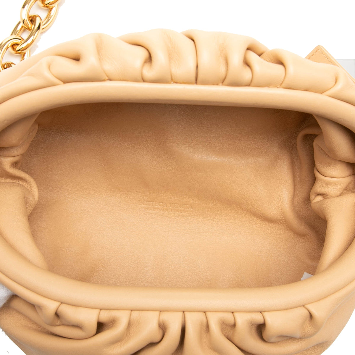 Bottega Veneta Lambskin Belt Chain Pouch — Beige