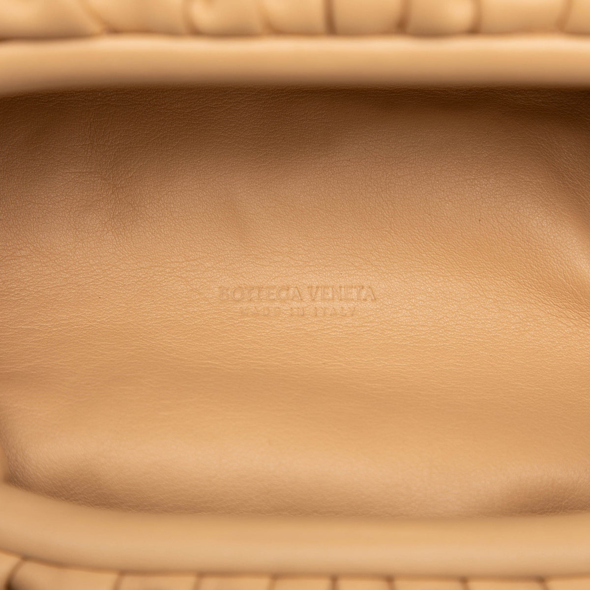 Bottega Veneta Lambskin Belt Chain Pouch — Beige