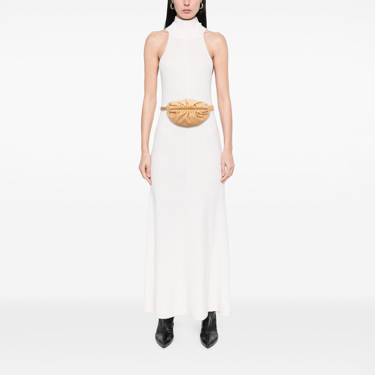 Bottega Veneta Lambskin Belt Chain Pouch — Beige