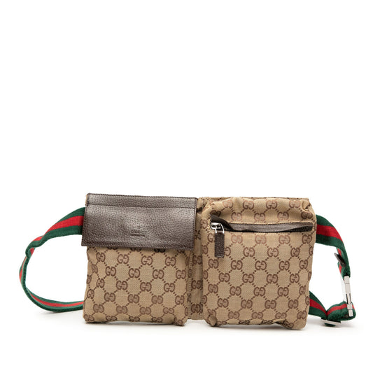 Gucci GG Canvas Web Double Pocket Belt Bag