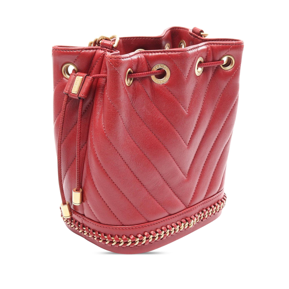 Chanel Paris Cosmopolite Small Chevron Lambskin Bucket Bag