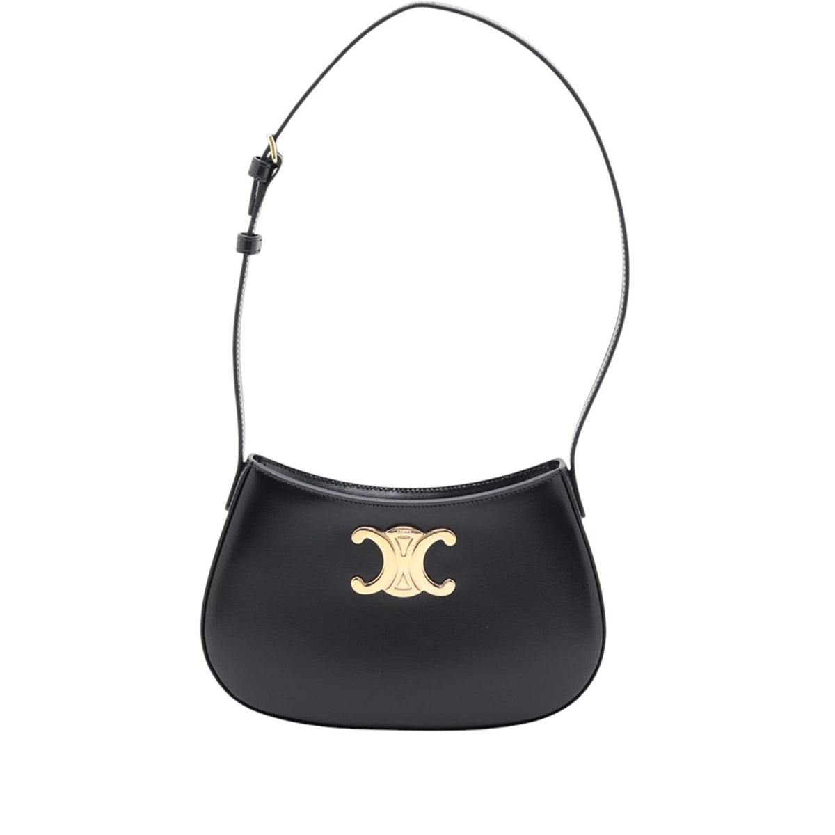 Celine Medium Shiny Calfskin Tilly Shoulder Bag — Black
