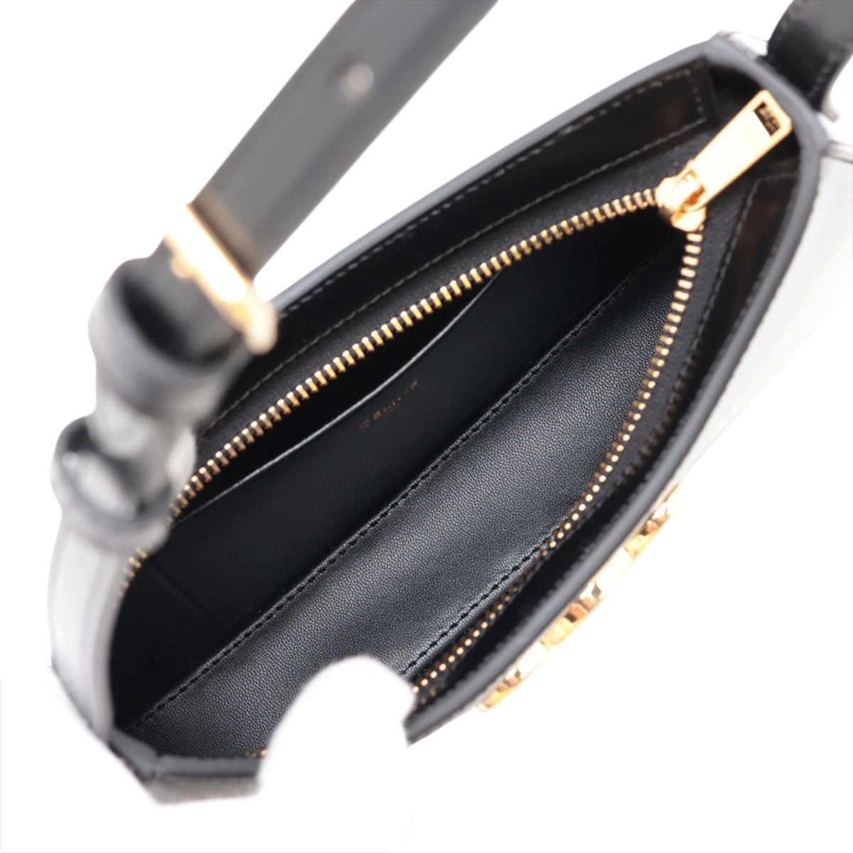 Celine Medium Shiny Calfskin Tilly Shoulder Bag — Black