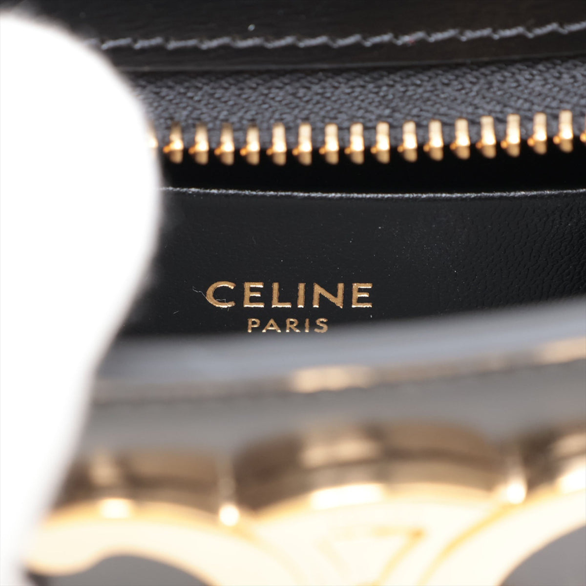 Celine Medium Shiny Calfskin Tilly Shoulder Bag — Black