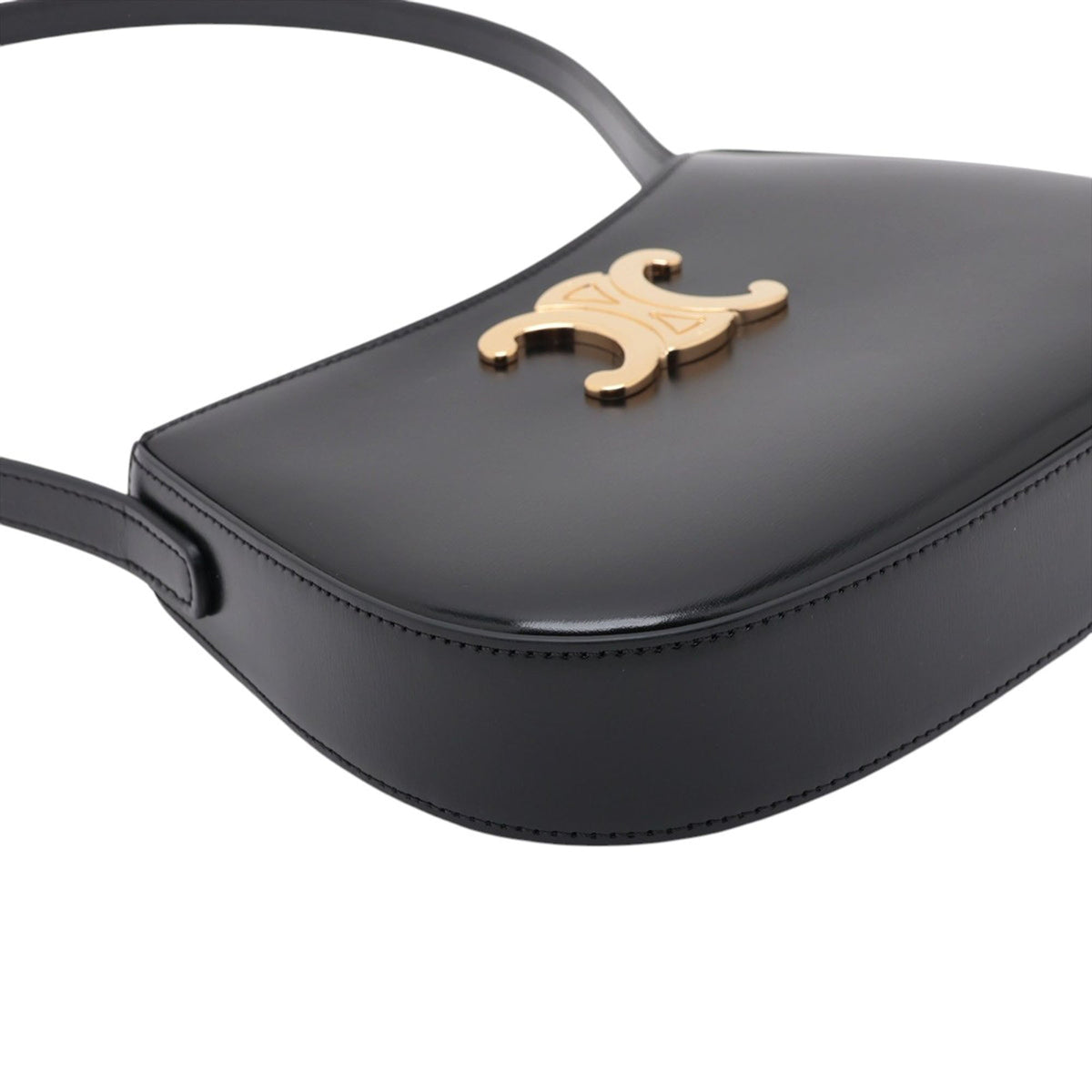 Celine Medium Shiny Calfskin Tilly Shoulder Bag — Black