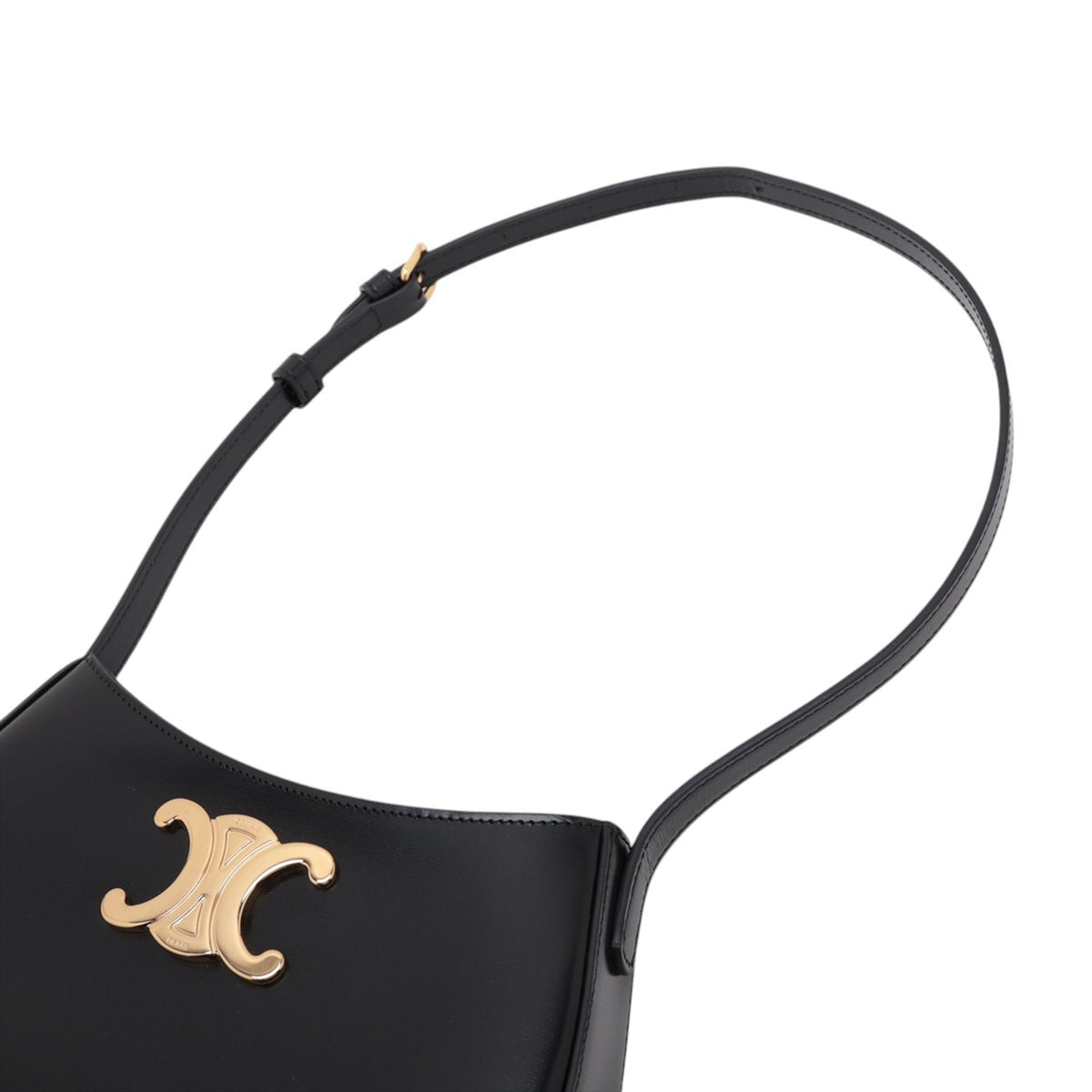 Celine Medium Shiny Calfskin Tilly Shoulder Bag — Black