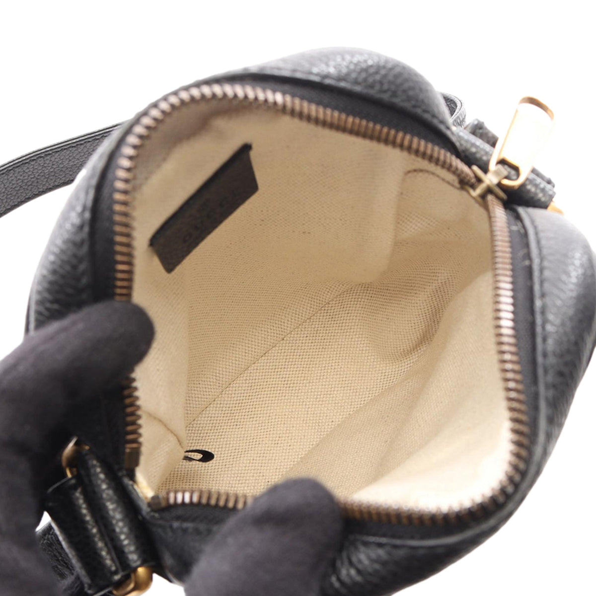 Gucci Mini Grained Calfskin Logo Crossbody