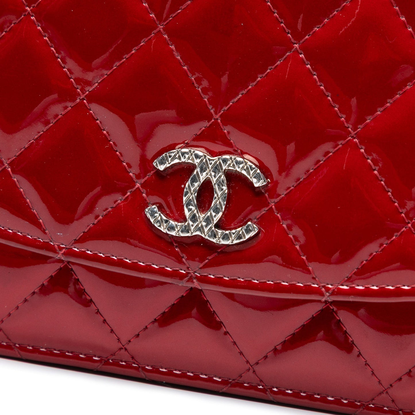 Chanel CC Quilted Patent Brilliant Wallet On Chain
