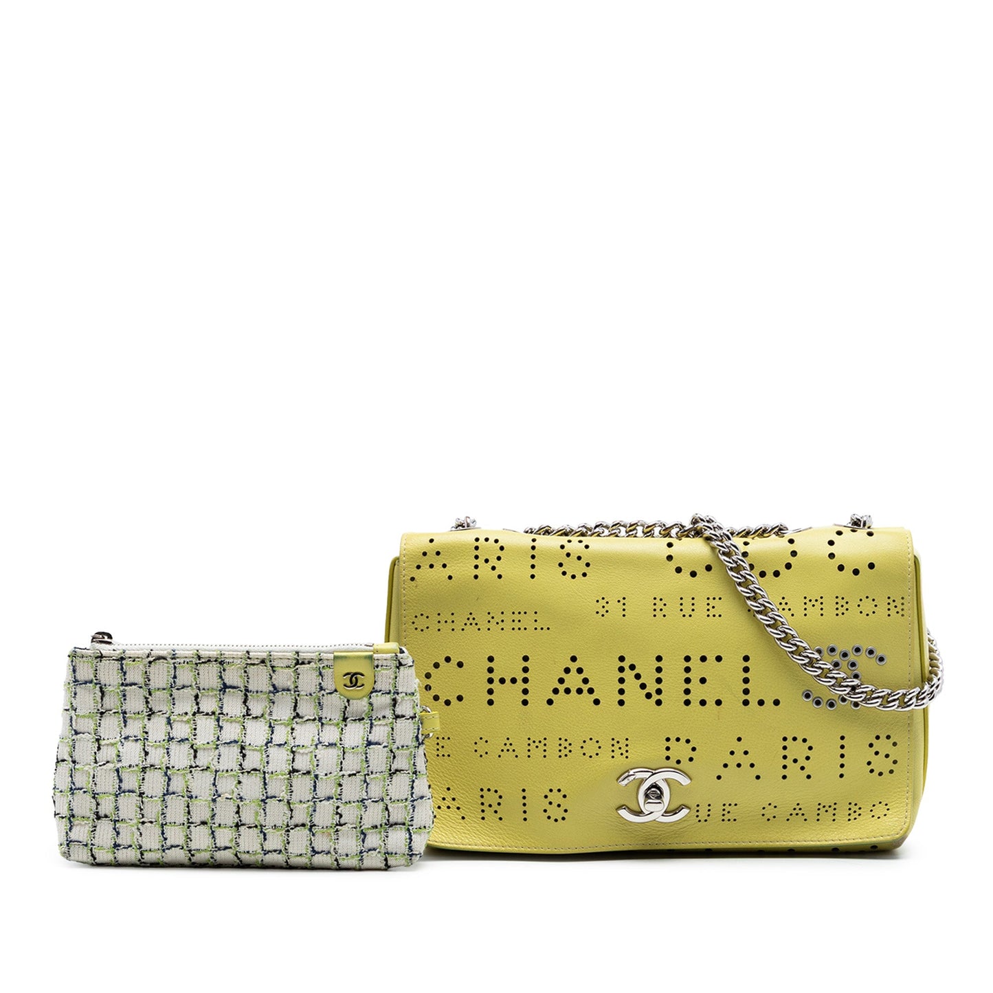 Chanel Perforated Calfskin Logo Eyelet Flap