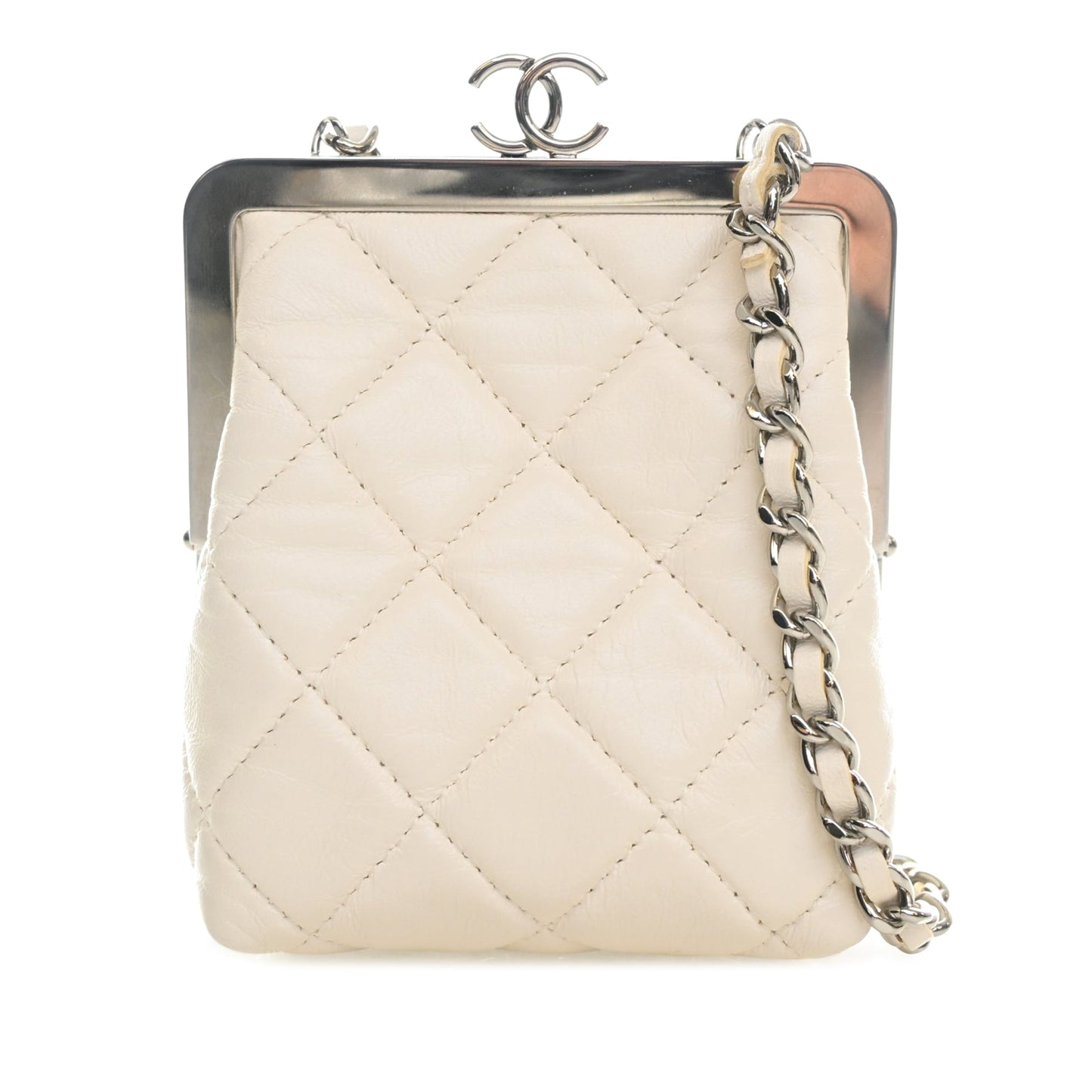 Chanel CC Quilted Acrylic and Lambskin Evening Clutch With Chain