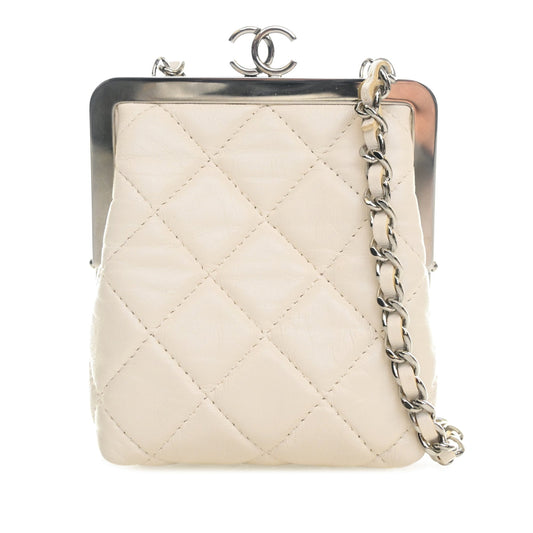 Chanel CC Quilted Acrylic and Lambskin Evening Clutch With Chain