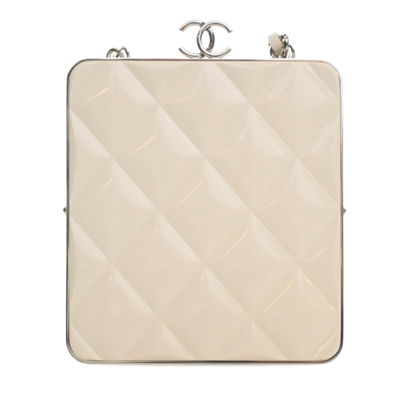 Chanel CC Quilted Acrylic and Lambskin Evening Clutch With Chain