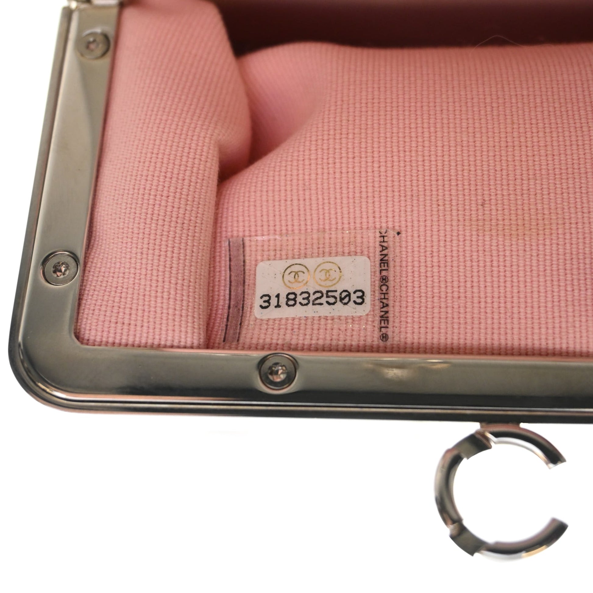 Chanel CC Quilted Acrylic and Lambskin Evening Clutch With Chain