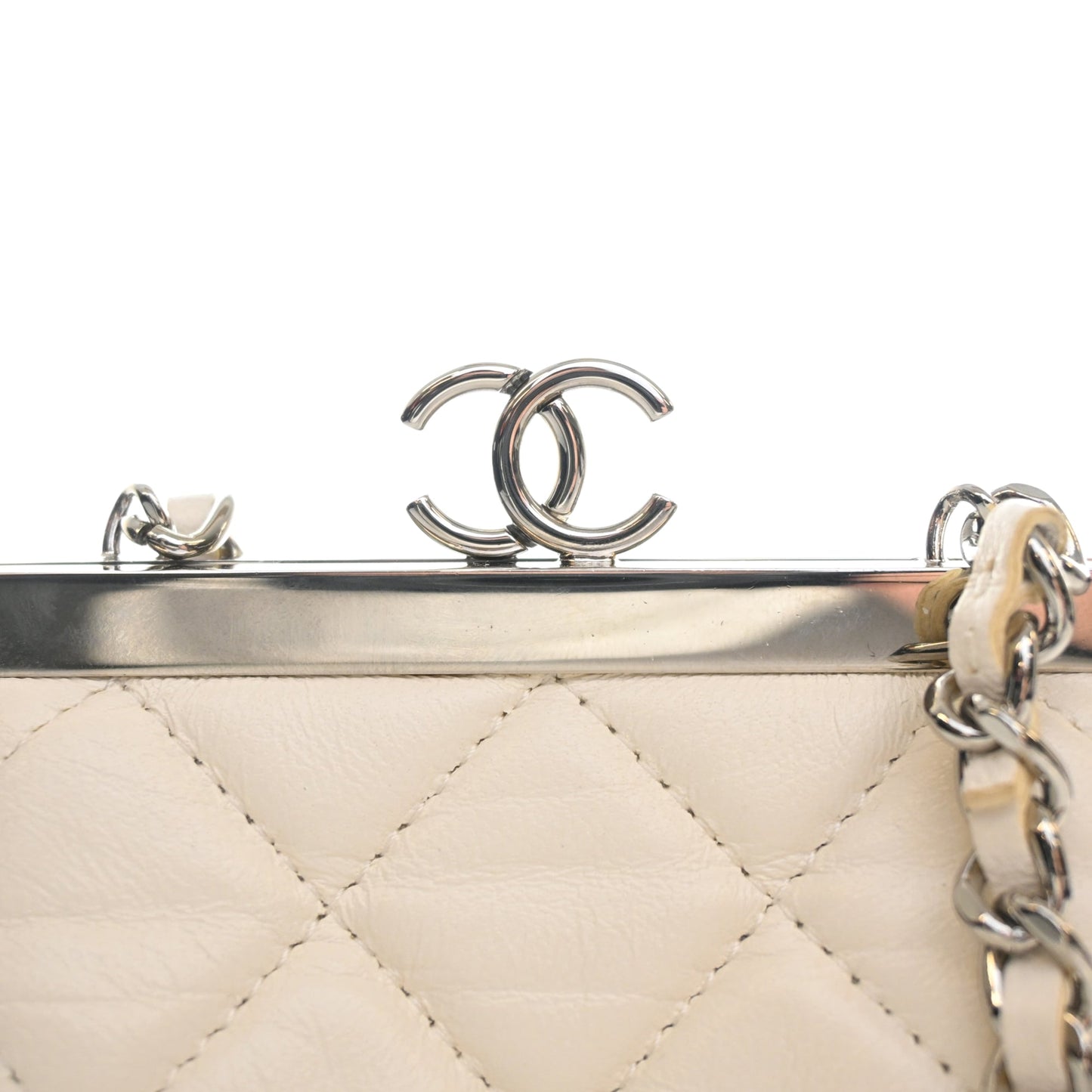Chanel CC Quilted Acrylic and Lambskin Evening Clutch With Chain