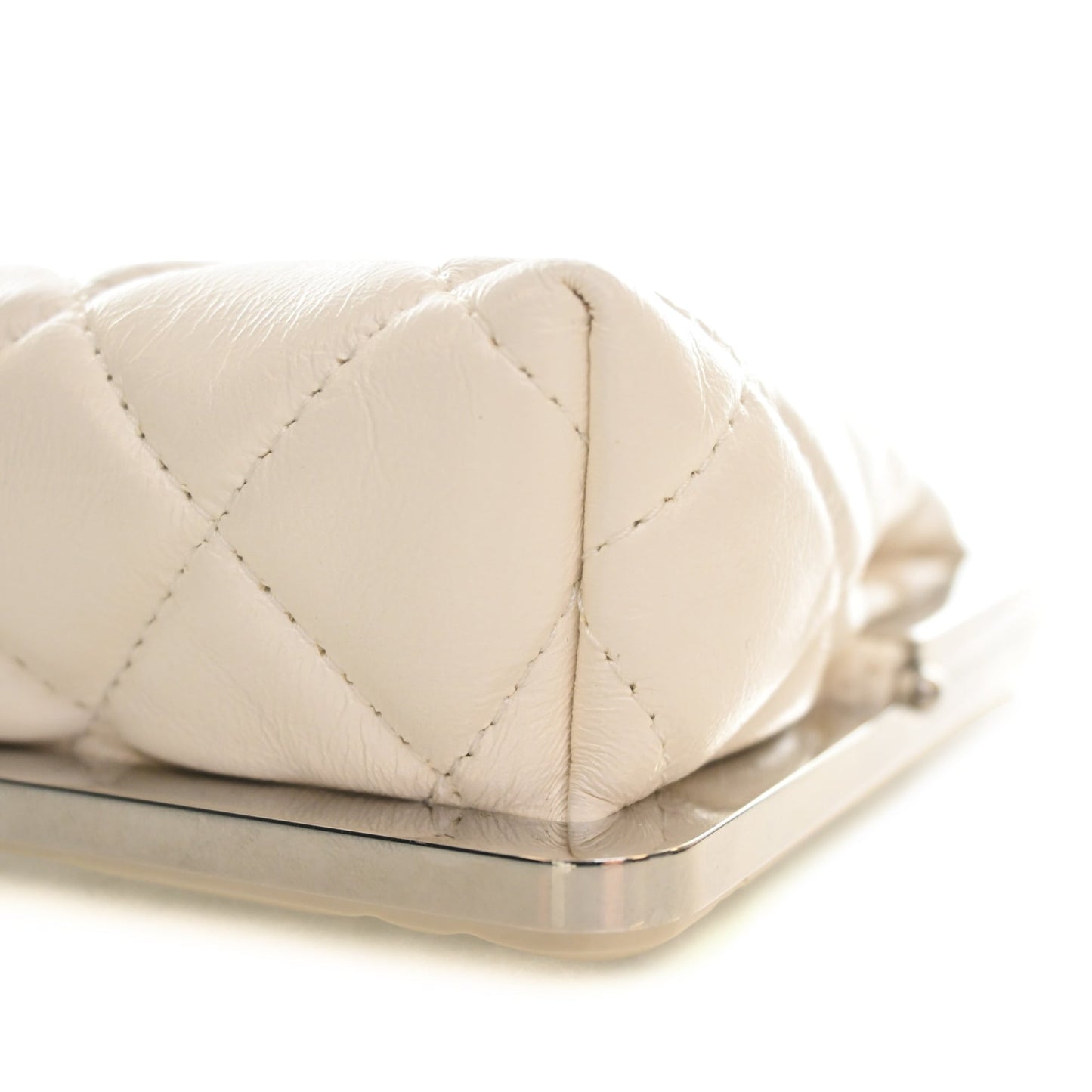 Chanel CC Quilted Acrylic and Lambskin Evening Clutch With Chain