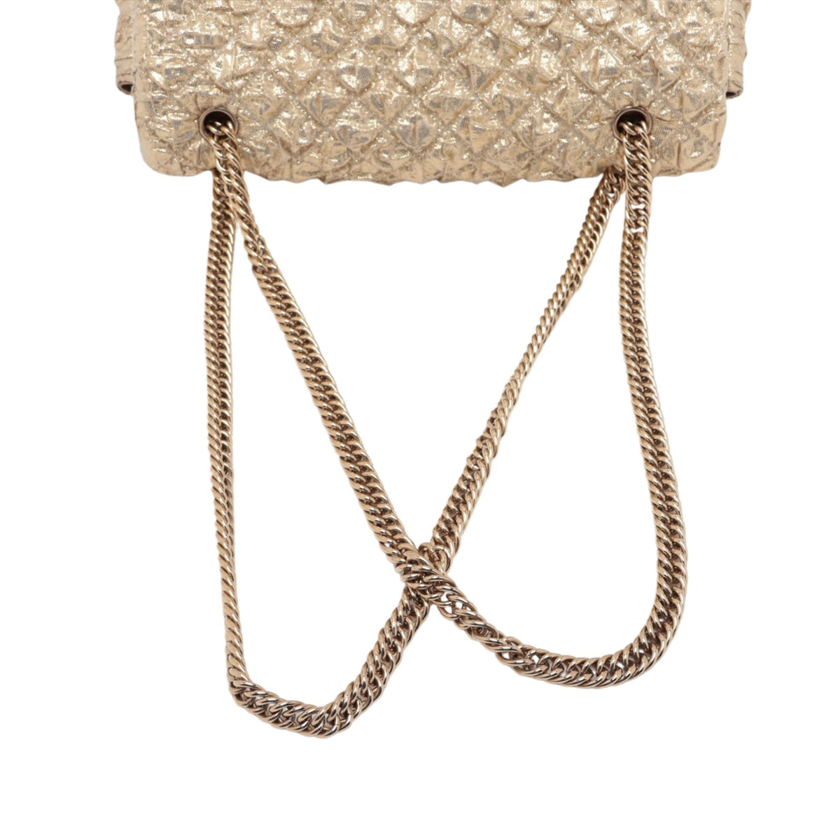 Chanel Small Classic Metallic Lame Bijoux Chain Double Flap — Gold