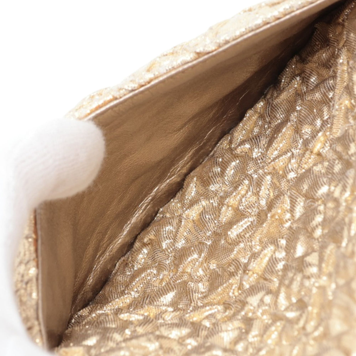 Chanel Small Classic Metallic Lame Bijoux Chain Double Flap — Gold