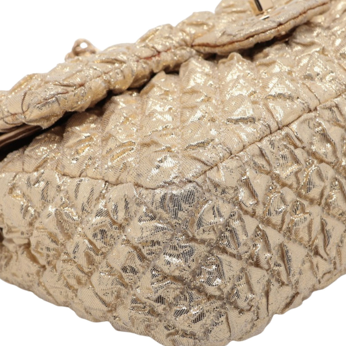 Chanel Small Classic Metallic Lame Bijoux Chain Double Flap — Gold