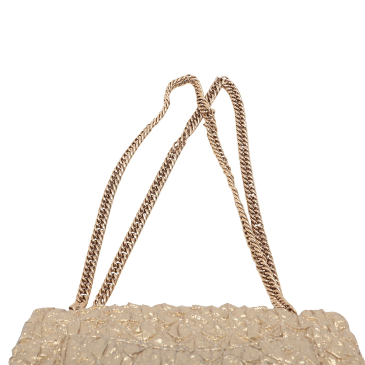 Chanel Small Classic Metallic Lame Bijoux Chain Double Flap — Gold