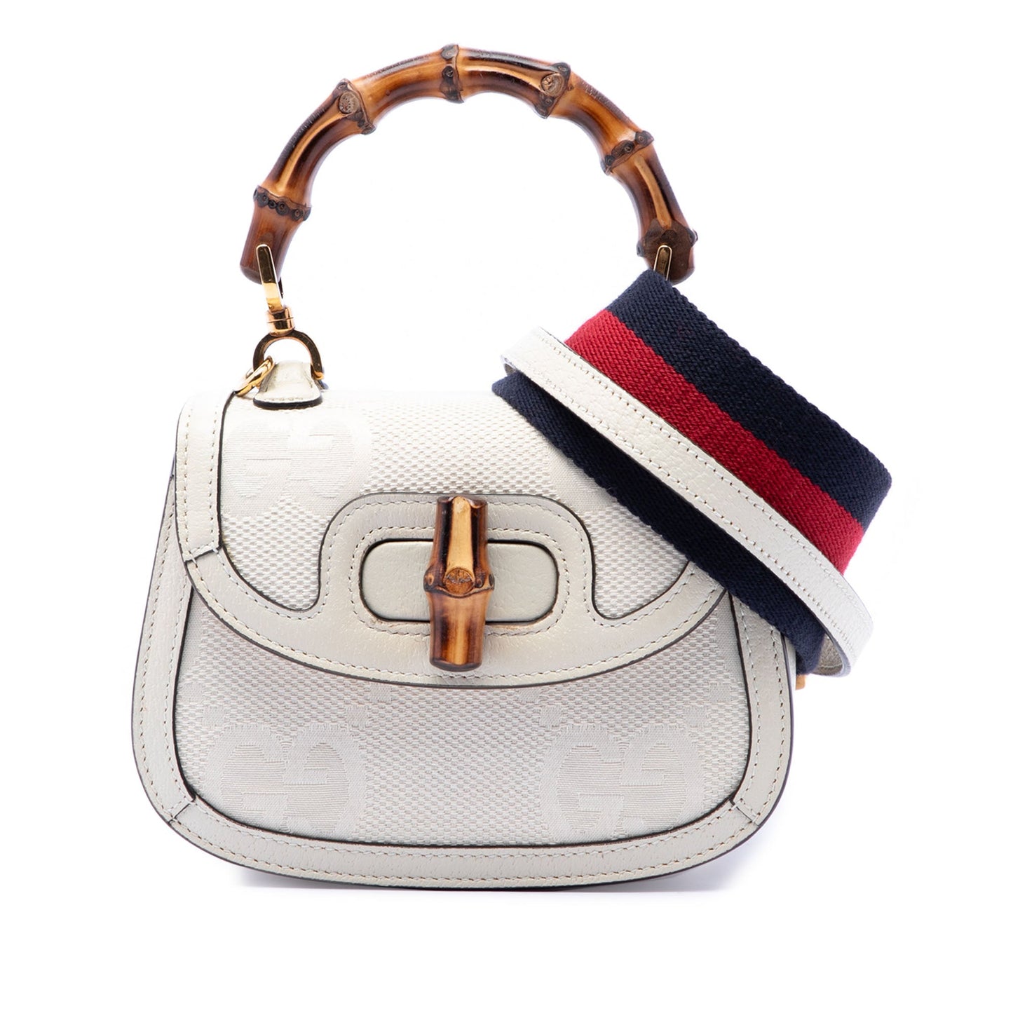Gucci Mini Jumbo GG Canvas 1947 Web Bamboo Top Handle Bag