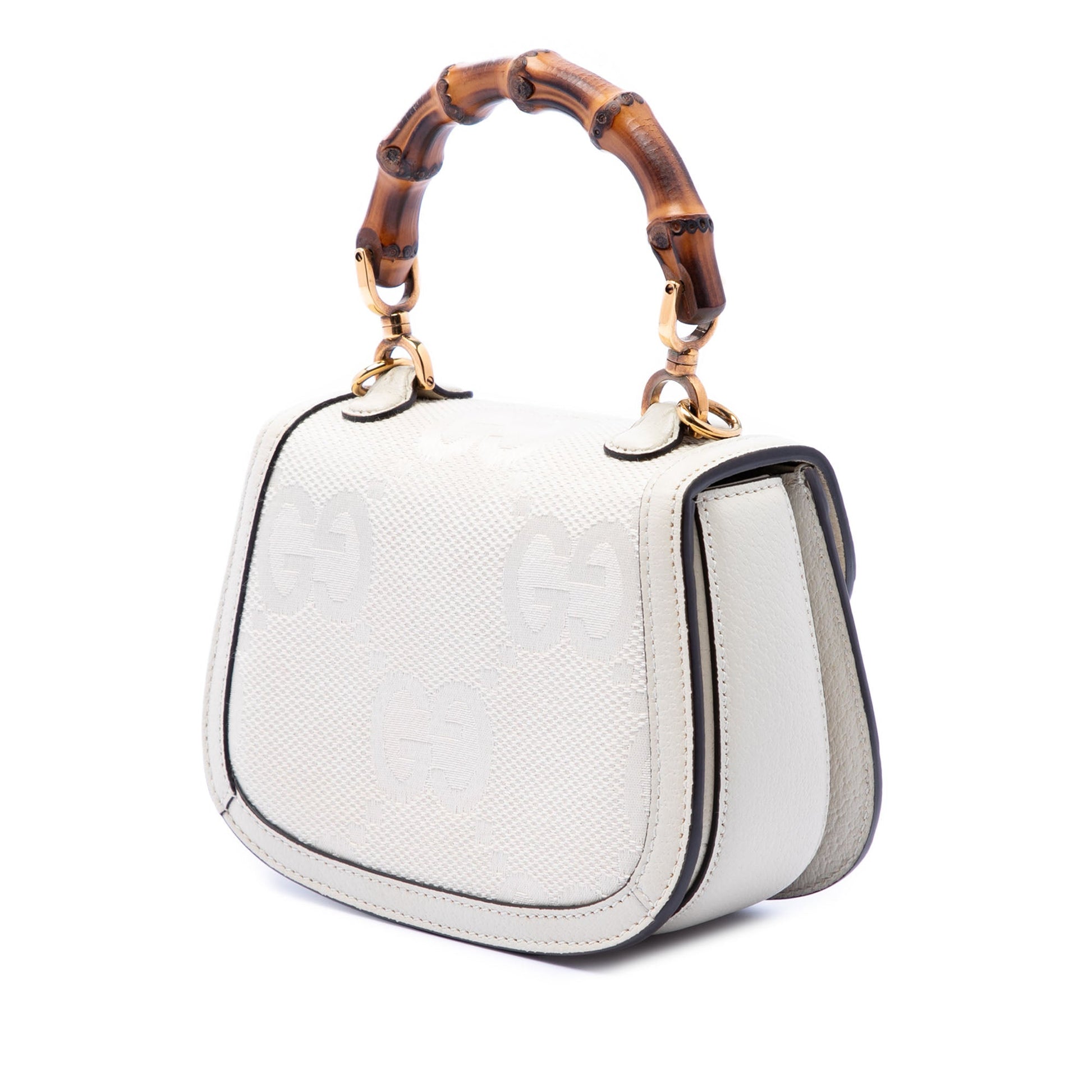 Gucci Mini Jumbo GG Canvas 1947 Web Bamboo Top Handle Bag