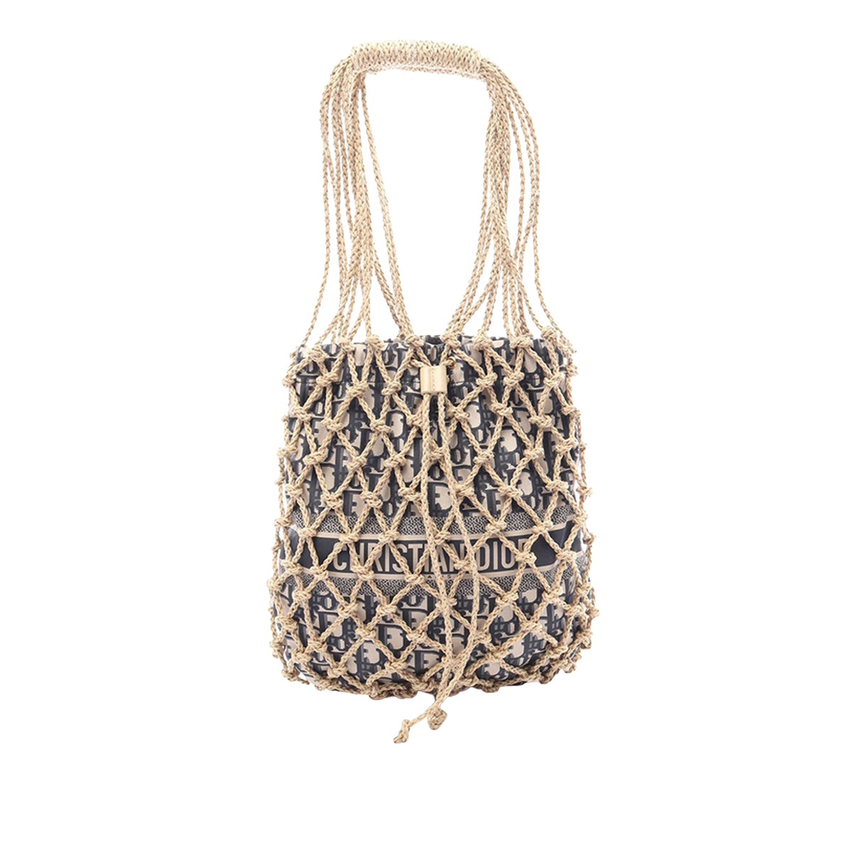 Dior Woven Rope and Oblique Technical Fabric Net Bag — Beige